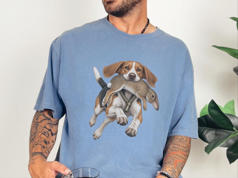 Camiseta de caza de beagle, regalo para cazadores de conejos, camiseta de perro sabueso, camiseta vintage para perros, regalo para deportistas al aire libre imagen 9