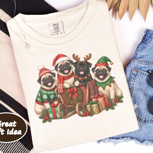 Christmas Pug Shirt, Pug Lover Gift, Holiday Dog Tee, Festive Puppy Sweatshirt, Christmas Pet Shirt image 5