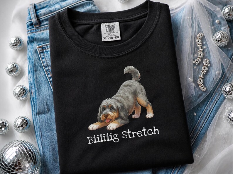 Camiseta elástica grande Comfort Colors Aussiedoodle Art, regalo divertido para amantes de los perros Doodle, camiseta para nuevos dueños de cachorros, para mamás y papás Goldendoodle, camiseta divertida para mascotas imagen 8