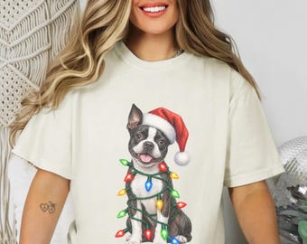 Boston Terrier Christmas Shirt, Boston Terrier Mom Gift, Holiday Dog Shirt, Christmas Puppy Sweatshirt, Dog Owner Gift, Dog Christmas Tee