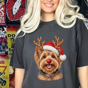 Christmas Yorkie Shirt, Holiday Dog Mom Gift, Festive Yorkie Lover Tee, Santa Paws Sweatshirt, Christmas Pet Owner Shirt image 7