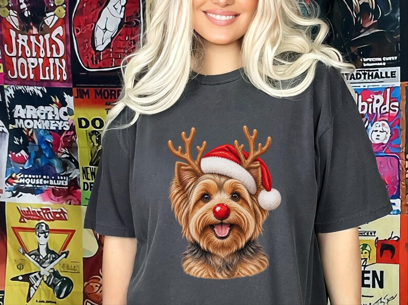 Christmas Yorkie Shirt, Holiday Dog Mom Gift, Festive Yorkie Lover Tee, Santa Paws Sweatshirt, Christmas Pet Owner Shirt image 7