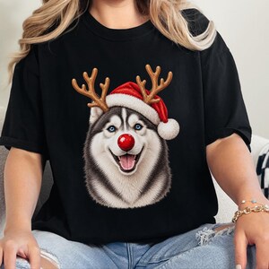 Husky Christmas Shirt, Christmas Dog Sweatshirt, Husky Lover Gift, Santa Paws Holiday Tee, Siberian Husky Mom Shirt image 10