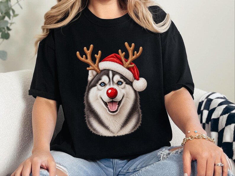 Husky Christmas Shirt, Christmas Dog Sweatshirt, Husky Lover Gift, Santa Paws Holiday Tee, Siberian Husky Mom Shirt image 10