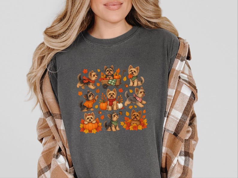Yorkie Mom Shirt, Fall Dog Lover Gift, Cute Yorkie Shirt, Autumn Dog Shirt, Yorkie Owner Gift image 9