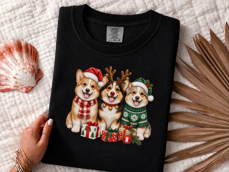 Corgi Christmas Shirt, Christmas Corgi Gift, Holiday Dog Lover Tee, Corgi Mom Shirt, Festive Puppy Sweatshirt, Corgi Dad Gift image 1