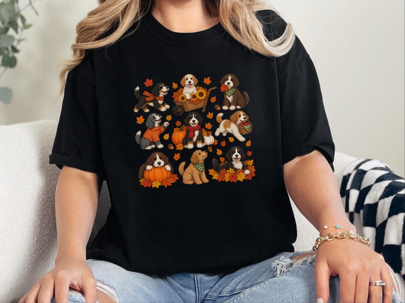 Herbstliches Bernedoodle-Shirt, Geschenk für Bernedoodle-Mama, Herbstliches Hunde-T-Shirt, Kürbis-Sweatshirt, Geschenk für Doodle-Liebhaber Bild 10