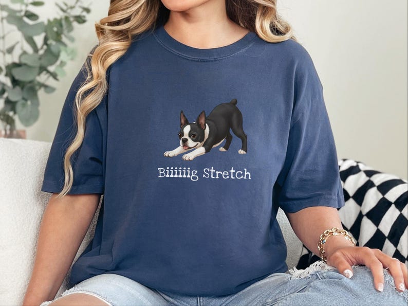 Comfort Colors Energetic Dog Biiiiig Stretch Boston Terrier Shirt, Funny Dog Lover Pet Owners Gift, Playful Boston Terrier Mom Tee image 3