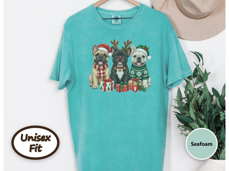 Christmas French Bulldog Shirt, Frenchie Christmas Gift, Holiday Dog Sweatshirt, Festive Pet Lover Tee, Cute Puppy Christmas Apparel image 7