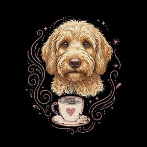 Comfort Colors Labradoodle Shirt Coffee And Labradoodles, Golden Doodle Dog Art Print, Doodle Mom Dad Sweatshirt, Whimsical Pet Art image 6
