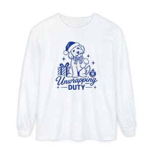 Christmas Goldendoodle Shirt, Goldendoodle Christmas Gift, Dog Mom Holiday Tee, Unwrapping Duty Sweatshirt, Doodle Lover Present image 14
