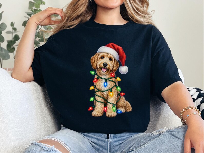 Christmas Goldendoodle Shirt, Goldendoodle Mom Gift, Holiday Dog Sweater, Doodle Christmas Tee, Goldendoodle Lover Gift image 3