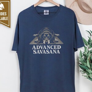 Yoga Shirt Women, Wiener Dog Gift, Dachshund T Shirt, Advanced Savasana Tee, Funny Yoga Gift, Doxie Mom Shirt, Meditation Lover Present image 5