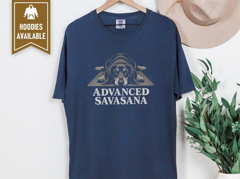 Yoga Shirt Women, Wiener Dog Gift, Dachshund T Shirt, Advanced Savasana Tee, Funny Yoga Gift, Doxie Mom Shirt, Meditation Lover Present image 5