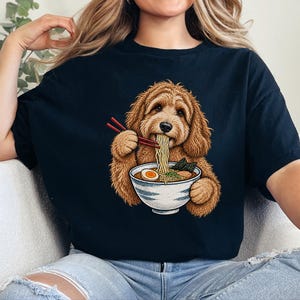 Labradoodle Shirt, Ramen Lover Gift, Labradoodle Mom Gift, Japanese Food Tee, Noodle Lover Shirt, Ramen Cat Art image 10