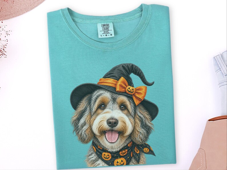 Witch Dog Shirt, Aussiedoodle Shirt, Doodle Mom Halloween Gift, Spooky Dog Lover Tee, Halloween Dog Shirt image 9