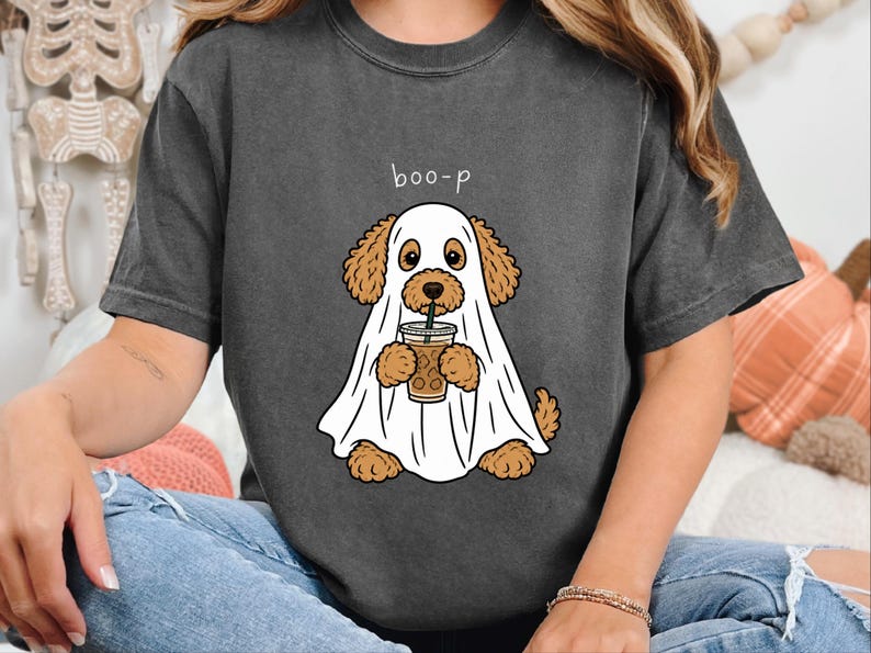 Goldendoodle Halloween Shirt, Ghost Dog Tee, Spooky Puppy Shirt, Dog Lover Gift, Boo P T Shirt image 4
