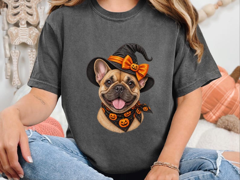 Frenchie Halloween Shirt, Frenchie Mom Gift, Halloween Dog Shirt, French Bulldog Mom Tee, Witch Dog Shirt, Spooky Dog Mom image 10