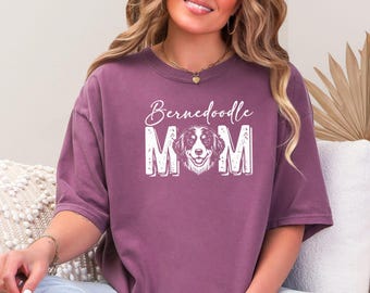 Bernedoodle Mom Face Doodle Dog Lover Tee Distressed Birthday Gift