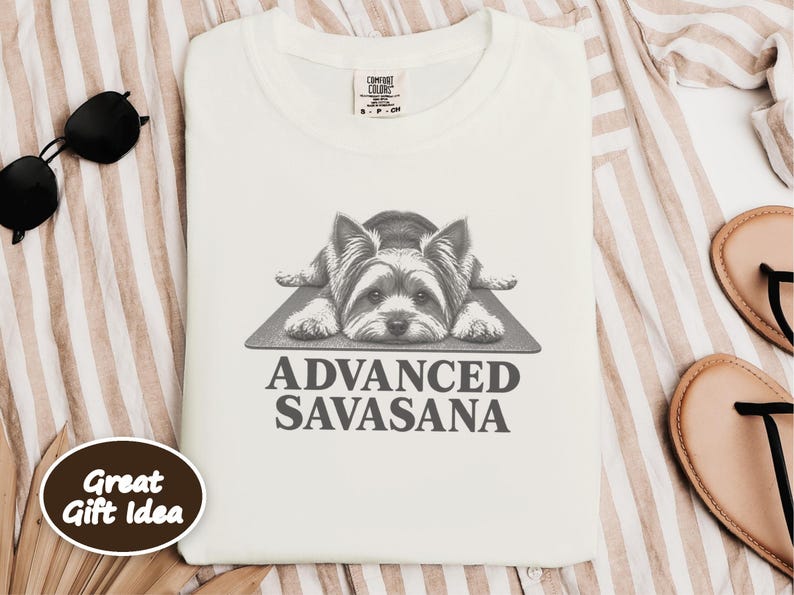 Yorkie Dog Shirt, Yorkie Lover Gift, Advanced Savasana Yoga Tee, Funny Yoga Shirt, Dog Owner Gift, Yoga Instructor Tee image 5