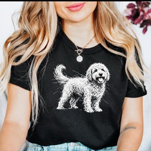 Golden Doodle Shirt and Canine Gift, Golden Doodle Sketch Custom Pet Art, Dog Mama Dad Apparel, Labradoodle Lover., Goldendoodle Shirt image 4
