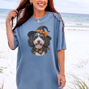 Bernedoodle Dog Halloween Shirt, Bernedoodle Mom Gift, Witch Dog Shirt, Spooky Dog Mom, Halloween Dog Lover Gift image 2