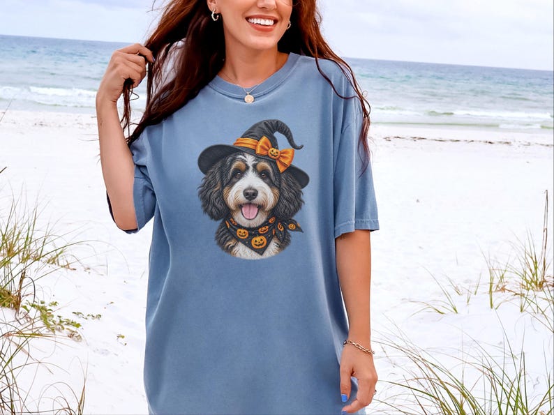 Bernedoodle Dog Halloween Shirt, Bernedoodle Mom Gift, Witch Dog Shirt, Spooky Dog Mom, Halloween Dog Lover Gift image 2