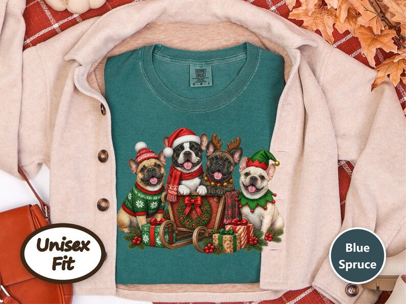 Frenchie Christmas Shirt, French Bulldog Christmas Shirt, Dog Christmas Shirt, Frenchie Mom Shirt, French Bulldog Gift, Dog Lover Shirt image 9