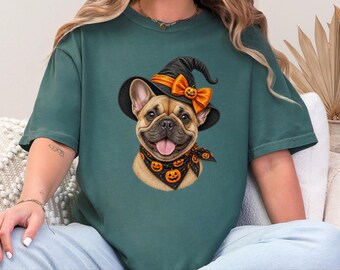 Frenchie Halloween Shirt, Frenchie Mom Gift, Halloween Dog Shirt, French Bulldog Mom Tee, Witch Dog Shirt, Spooky Dog Mom