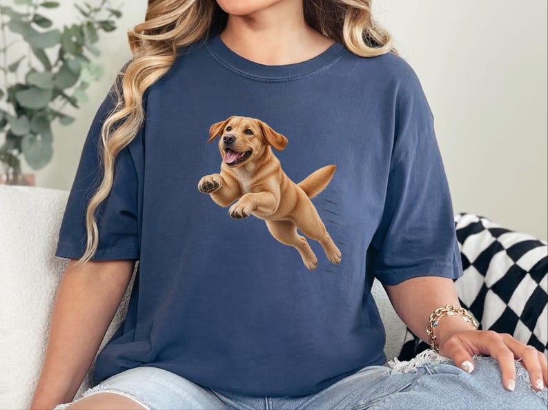 Żółta koszulka z labradorem, prezent dla mamy labradora, koszulka dla miłośnika retrieverów, koszulka dla mamy golden retrievera, koszulka dla mamy psa, koszulka dla miłośnika labradorów, koszulka dla szczeniaka zdjęcie 4