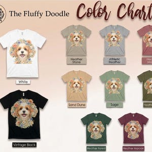 Cavapoo Mom Shirt, Cavapoo Floral Face Tee, Cute Dog Art, Dog Lover Gift for Owners, Poodle Cross Puppy, Floral Dog Design, Cavapoo Dad Gift imagen 9