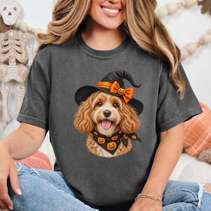 Halloween Cavapoo Shirt, Cavapoo Mom Gift, Halloween Dog Mom, Spooky Dog Tee, Doodle Mom Gift, Cavapoo Owner Gift image 1