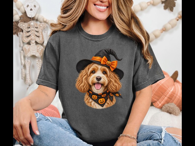 Halloween Cavapoo Shirt, Cavapoo Mom Gift, Halloween Dog Mom, Spooky Dog Tee, Doodle Mom Gift, Cavapoo Owner Gift image 1