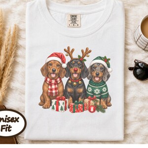 Christmas Dachshund Sweatshirt, Holiday Wiener Dog Shirt, Doxie Mom Gift, Festive Puppy Crewneck, Christmas Dog Lover Gift afbeelding 9