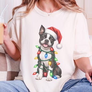 Boston Terrier Christmas Shirt, Boston Terrier Mom Gift, Holiday Dog Shirt, Christmas Puppy Sweatshirt, Dog Owner Gift, Dog Christmas Tee image 5
