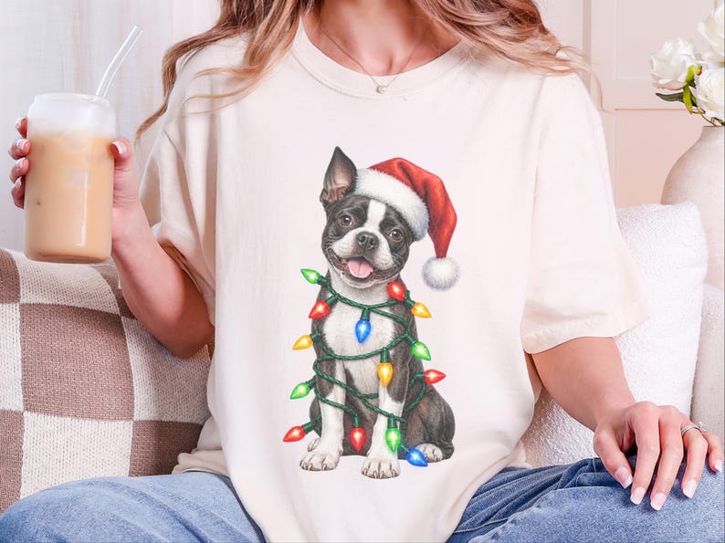 Boston Terrier Christmas Shirt, Boston Terrier Mom Gift, Holiday Dog Shirt, Christmas Puppy Sweatshirt, Dog Owner Gift, Dog Christmas Tee image 5