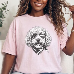 T-shirt Comfort Colors Goldendoodle patriotique, T-shirt Doodle pour la fête de l'Indépendance du 4 juillet, Haut pour propriétaire de chien rouge, blanc et bleu aux couleurs américaines image 8