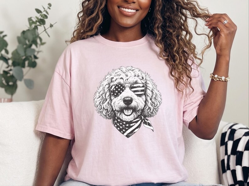 T-shirt Comfort Colors Goldendoodle patriotique, T-shirt Doodle pour la fête de l'Indépendance du 4 juillet, Haut pour propriétaire de chien rouge, blanc et bleu aux couleurs américaines image 8