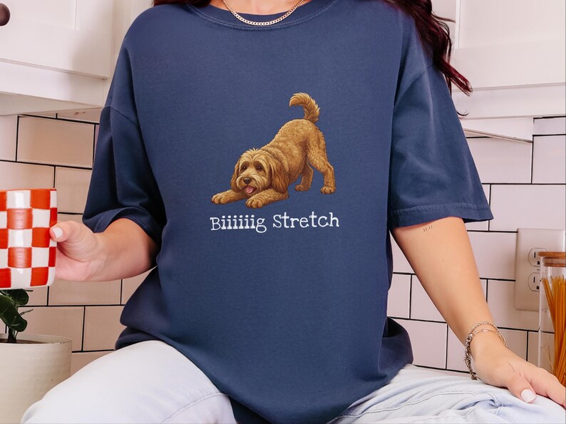 Comfort Colors Brown Doodle Dog Shirt, Biiiiig Stretch Funny Goldendoodle Print Tee, Labradoodle Dog Lover Gift, Fur Mama Puppy Present image 2