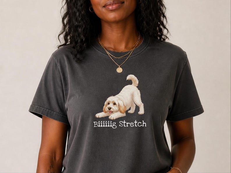 Camiseta elástica grande Comfort Colors para amantes de los Schnoodle, camiseta divertida con diseño de perro Doodle, regalo para mamás perrunas de color marrón esponjoso, regalo para papás dueños de Schnoodle imagen 8