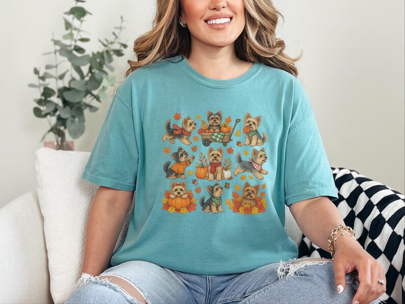 Yorkie Mom Shirt, Fall Dog Lover Gift, Cute Yorkie Shirt, Autumn Dog Shirt, Yorkie Owner Gift image 3