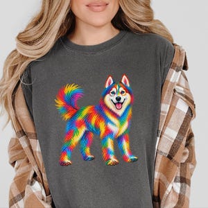 Husky Dog Shirt, Siberian Husky Gift, Colorful Dog Art, Husky Mom Gift, Dog Lover Tee image 8