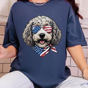 Comfort Colors Sheepadoodle Patriotic Sweatshirt, Independence Day Goldendoodle Sweatshirt, Fourth of July Sheepadoodle Shirt immagine 7