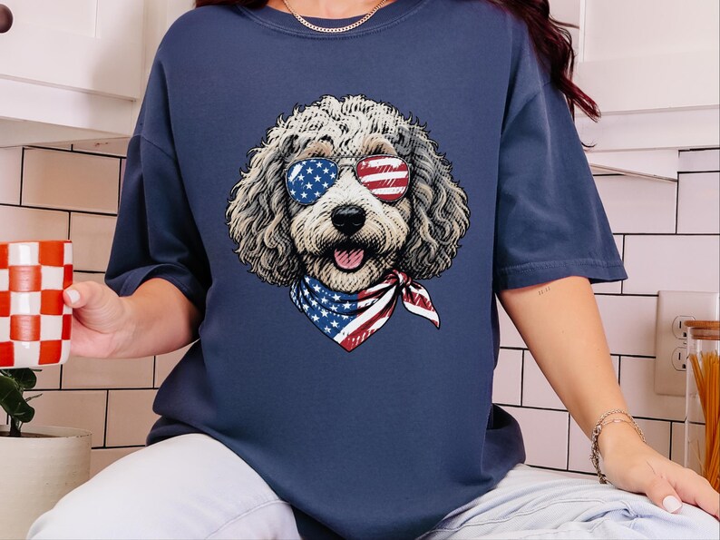 Comfort Colors Sheepadoodle Patriotic Sweatshirt, Independence Day Goldendoodle Sweatshirt, Fourth of July Sheepadoodle Shirt immagine 7