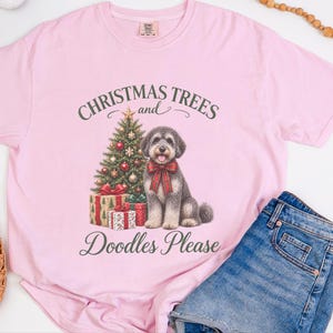 Schnoodle Christmas Shirt, Schnoodle Mom Gift, Christmas Trees and Doodles Please, Holiday Dog Lover Tee, Winter Pet Shirt image 10