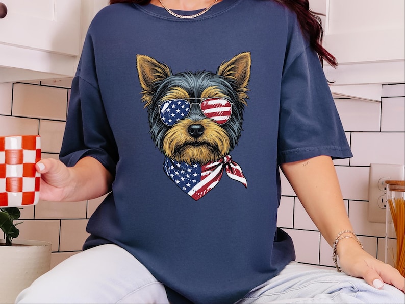 Yorkshire terrier, amerikansk flagga, hund, present, present, present, gåva bild 1