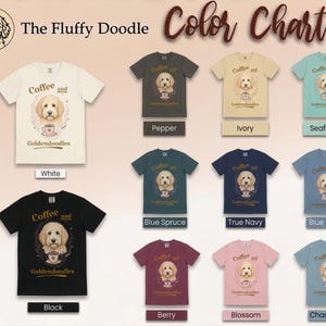 Comfort Colors Coffee Dog Shirt, Goldendoodle Art Tee, Coffee And Goldendoodles Print, Dog Mama Coffee Lover, Whimsical Pet Graphic Tee image 11
