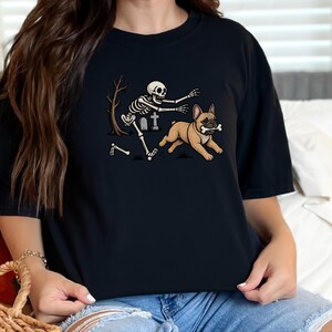 French Bulldog Halloween Shirt, Skeleton Dog Shirt, Funny Frenchie Gift, Spooky Pet Lover Tee, French Bulldog Mom Gift image 7