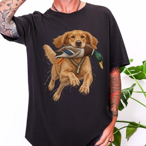 Golden Retriever Hunting Shirt, Duck Hunter Gift, Waterfowl Hunting Tee, Bird Dog Art Shirt, Duck Season Shirt, Outdoor Sportsman Gift image 3
