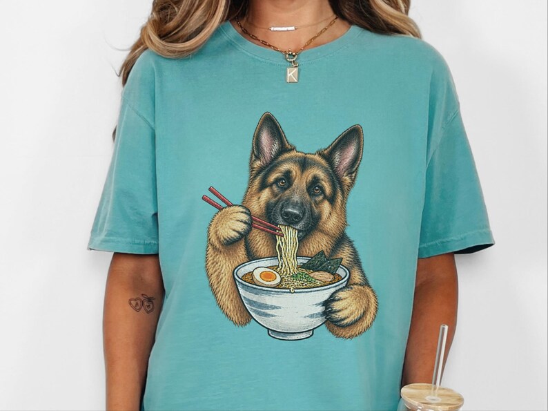 German Shepherd Ramen Shirt, Ramen Lover Gift, Funny Dog Tee, Japanese Food Shirt, Shepherd Dog Lover Gift, Noodle Lover Sweatshirt image 5